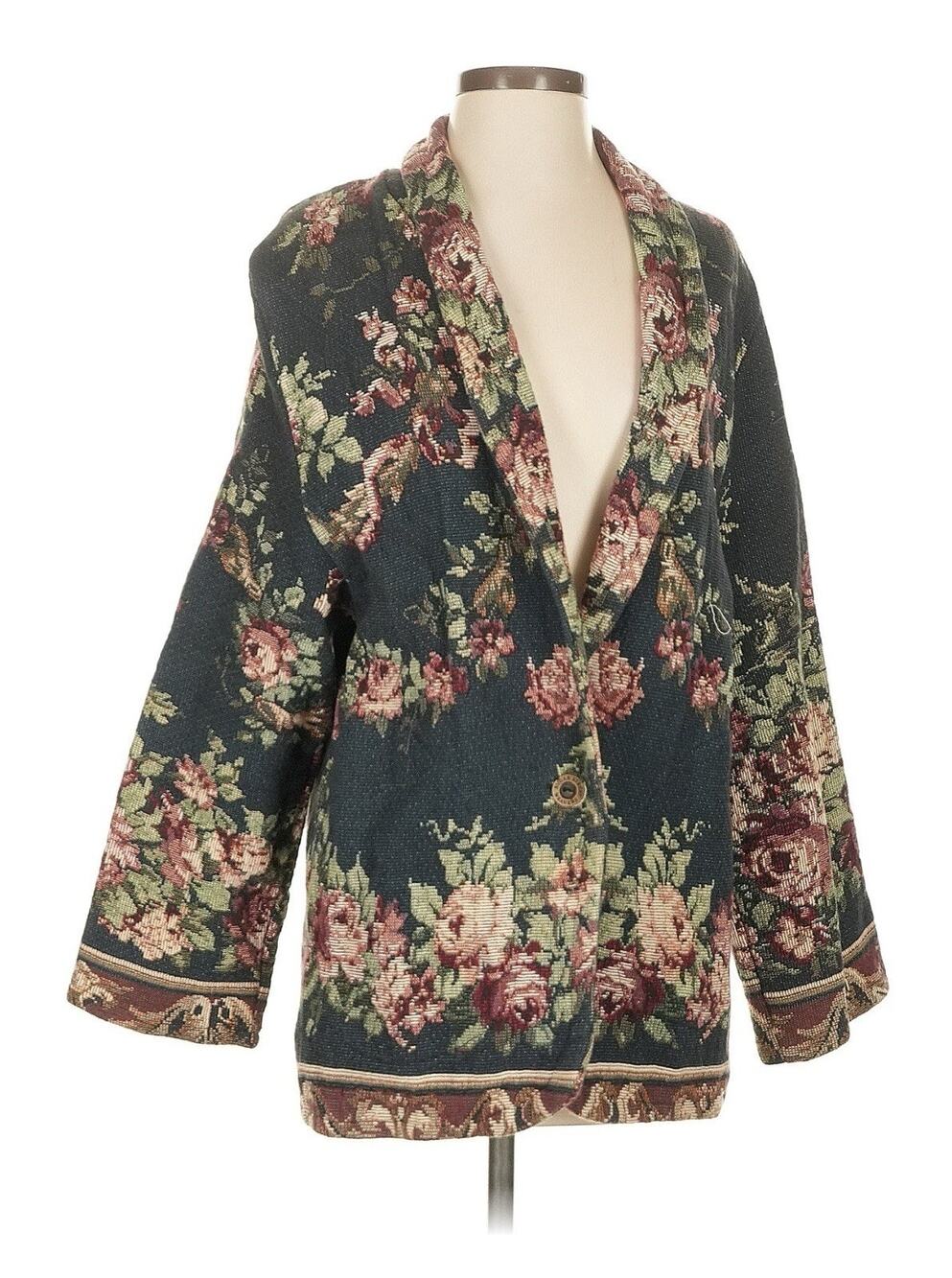 sugar street weavers jacket Tapestry Embroidered Rose Flowers Jacket Buttons S